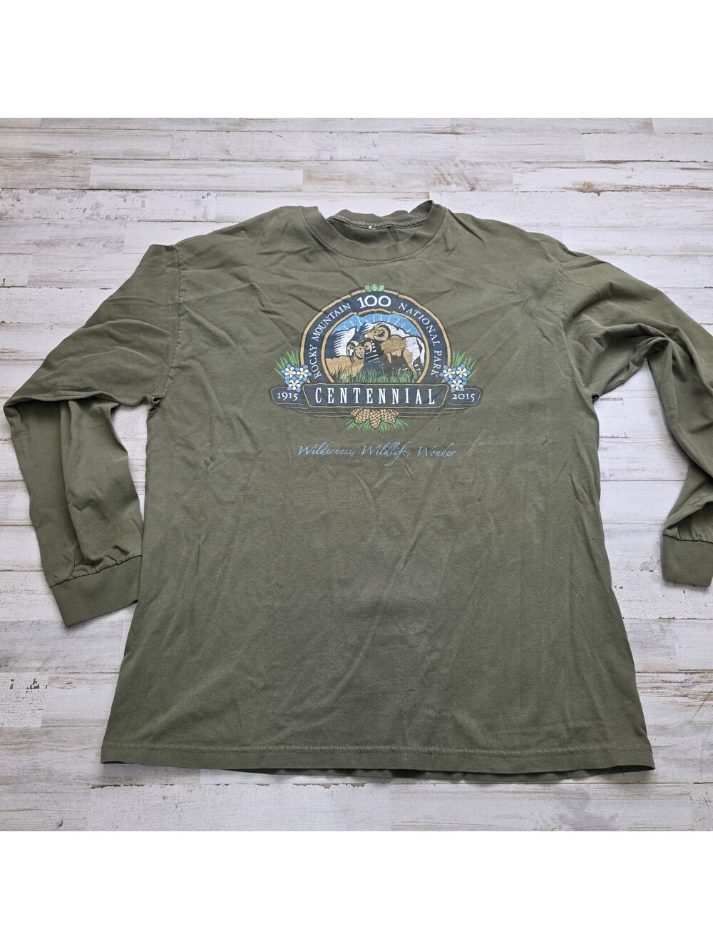 Rocky Mountain National Park Centennial 1915-2015 L/S Graphic Tee (XL Distressed